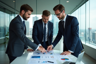 Groupe de professionnels discutant autour d'une table de réunion